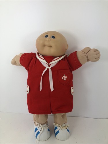 Cabbage Patch Kids 1978-1982 Bald Blue Eyes Red Sailor Suit Diaper Shoes Signed