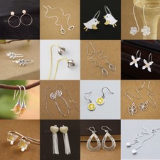925 sterling Silver Ear Thread,Hook, Dangle Drop Earrings Multiple Styles T18