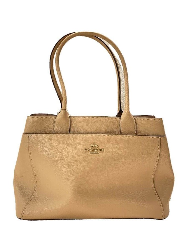 COACH Tote Bag Leather BEG Solid color f31474
