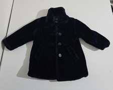 GAP Faux Fur Black Dressy Winter Coat Jacket Kids Girls XXS , Button Down EUC