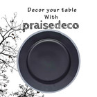 Praisedeco Metal 13" Black Grey Boarder charger Plate set of 6