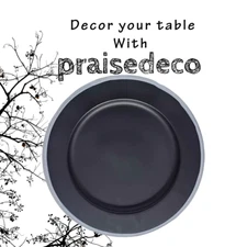 Praisedeco Metal 12" Black Grey Boarder charger Plate set of 6
