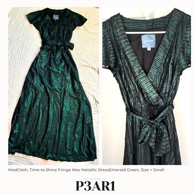 ModCloth Time to Shine Maxi Dress in Emerald Green, Metallic, Fringe Small | eBay ModCloth Time to Shine Maxi Dress in Emerald Green, Metallic, Fringe Small | eBay