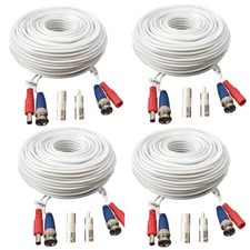 4X 150 feet Video Power Cable Security Camera BNC Wire for DVR CCTV System White