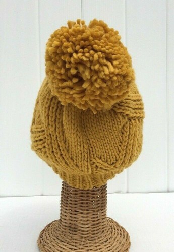 New Kids Winter Beanie Hat Knitted With Pom Pom Yellow Warm Soft #E - Picture 3 of 5