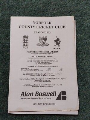 Sk36 Ephemera Cricket Scorekarte Norfolk V Hertfordshire 2003