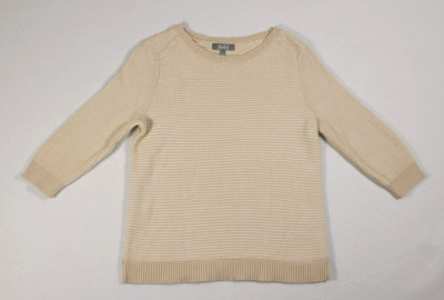 Marled Reunited Clothing Knit Sweater Womens Large Ivory Beige Ribbed Comfort 