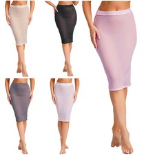 Womens See Through Stretch Bodycon Skirt High Waist Ultra-thin Bodycon Skirt