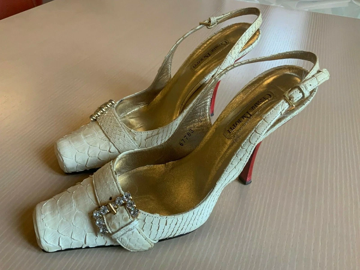 sandalo donna bianco pitone tacco alto Cesare Paciotti