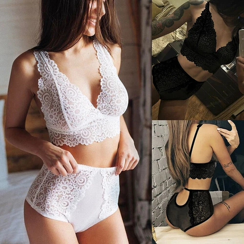 Mujeres Sexy Lencería Babydoll Prendas para dormir Sujetador de encaje Bragas Tanga Ropa interior Conjunto - Imagen 6 de 18