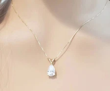 2Ct Pear Cut Lab Grown IGI Certified Diamond Solitaire Pendant 14kt Yellow Gold