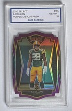 2020 Panini Select Purple Die Cut Prizm Rookie Card #165 AJ Dillon BMG 10 Gem MT. rookie card picture