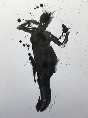 Boop! Original signierte Tuscheskizze Tänzerin Portrait ca. A3