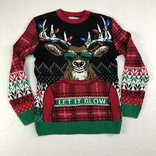 Ugly Holiday Sweater Medium Reindeer Christmas Crew Neck Pullover Sweater. G8