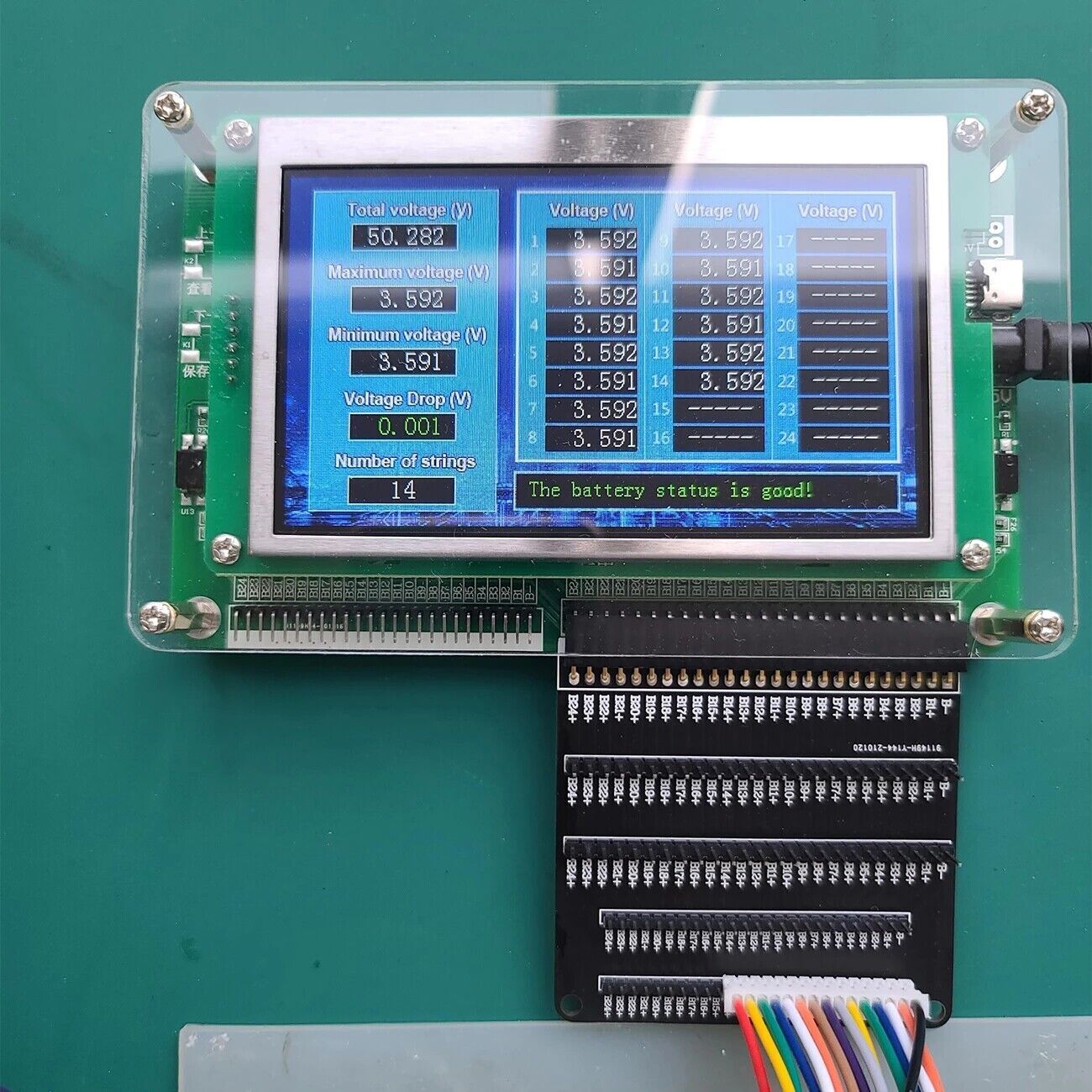 Voltage tester For 1S ~ 24S Lifepo4/Li-Ion battery pack with DC power cable