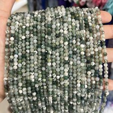 2/3/4mm Genuine A Grade Natural Micro Faceted Moss Agate Gemstone Loose Beads