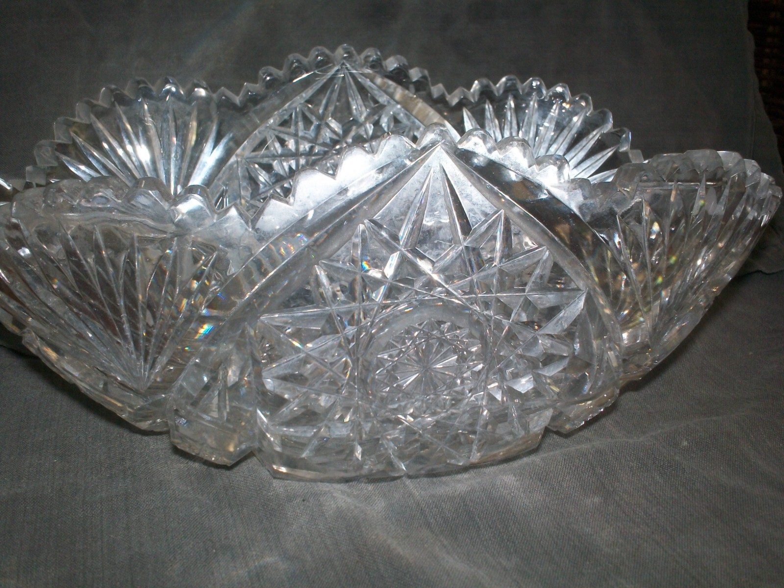 Vintage American Brilliant Cut Heavy Large Crystal Bowl eBay
