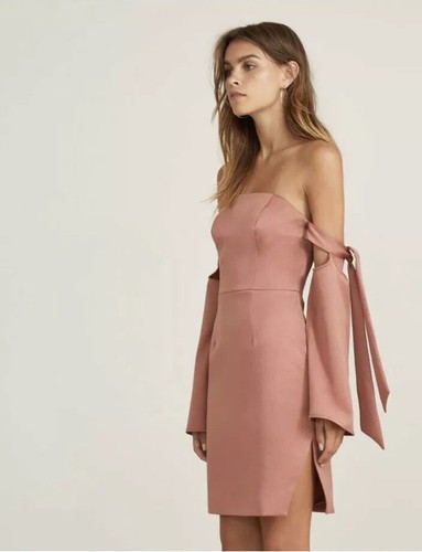 BNWT Finders Keepers Pink Mauve Strapless Longsleeve Short Fitted Dress Small