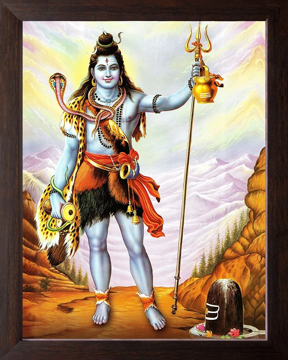 Lord Shiva/Sankar JI Standing on a Rock God Printed Picture With ...