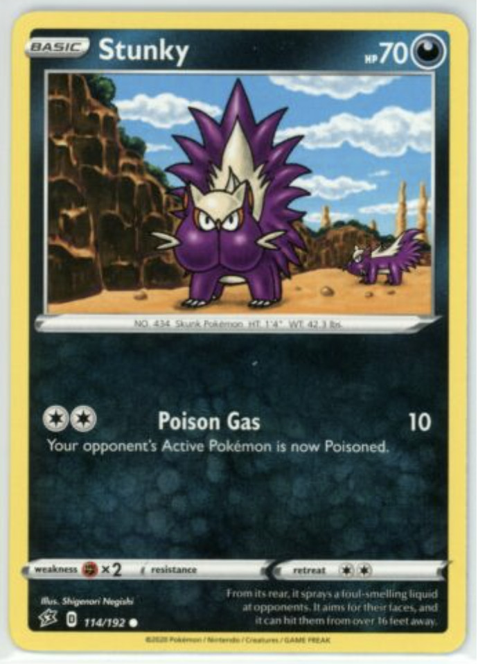 Pokemon - Stunky - 114/192  - Rebel Clash - Rare  - NM/M
