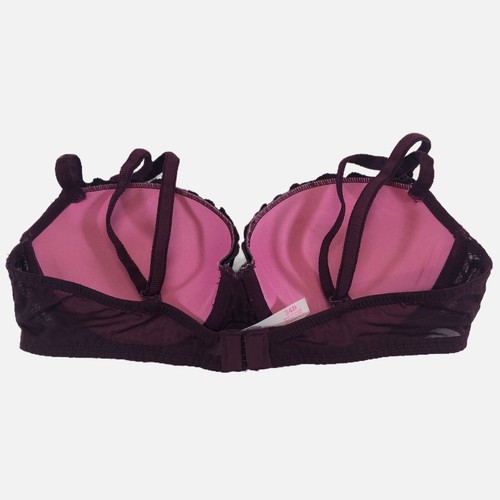 Victoria's Secret Pink Date Lace Pushup Bra 34B Maroon Pink C - Picture 3 of 8