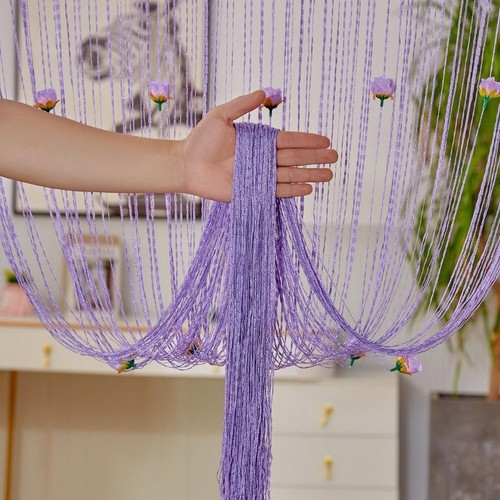 Solid Color Door Curtain Room Divider Tassel Window Curtain Home Decor - Picture 6 of 25
