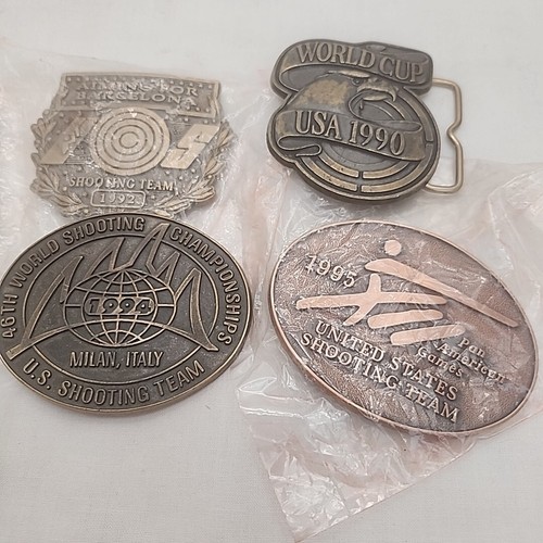 7 Vtg BELT BUCKLE LOT BRONZE METAL PEWTER ATLANTA NRA NWF OLYMPICS MORE VG READ - Picture 4 of 5