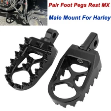  For Harley Black Wide MX Style Foot Pegs Rests Pedals BobberDyna Sportster FXST