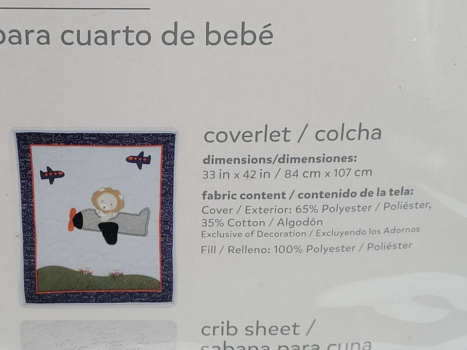 Juego de 3 piezas de guardería Carter Child of Mine coche avión tren león cubre sábana volante Foto 3 de 4