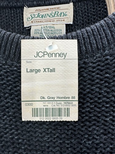 St Johns Bay Dark Gray Hombre Knit Sweater Pullover Men’s Size XLT XL Tall NEW - Picture 3 of 5