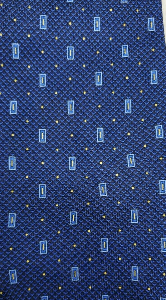 Puritan Geometric Shapes & Dots In Blue Tones 100% Silk Neck Tie -TIES DESIGNER - Image 3 of 4