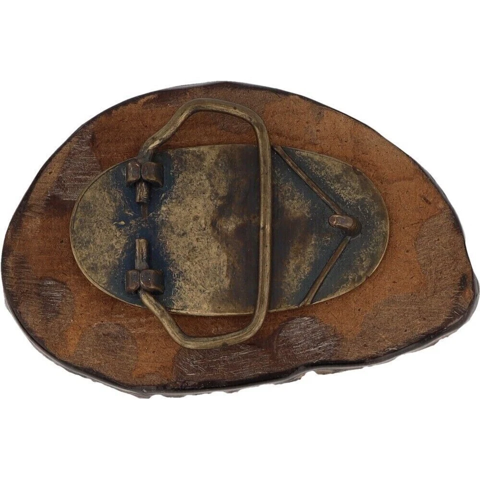 Hebilla de cinturón vintage de vaquero occidental caballo nativo americano Agate End Trail años 80 Foto 2 de 4