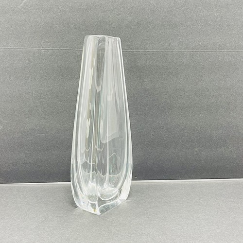 Hand Blown Crystal Vase Orrefors Etched Flower Floral 10” Vintage - Picture 5 of 15