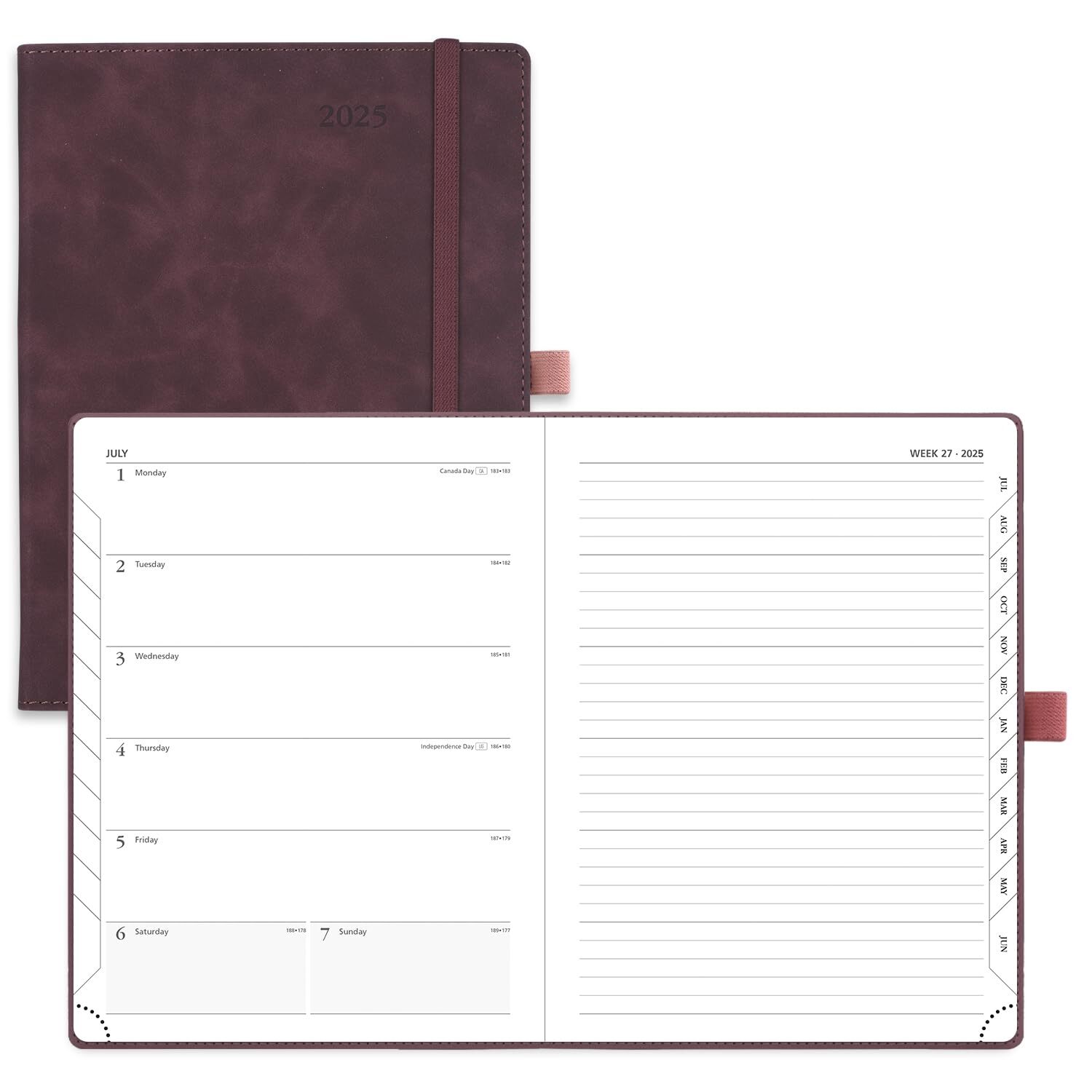 POPRUN Planner 2025 6.5'' x 8.5'' 2025 Weekly & Monthly Calendar Notebook for...