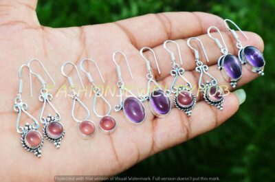 Amethyst Gemstone Ethnic Handmade Fashion Earrings 20pcs Lot FE-453