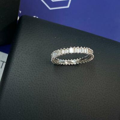 Memoire Gold Ring 18K 750 White Gold 40 Baguette Cut Diamonds 1.40ct Carat