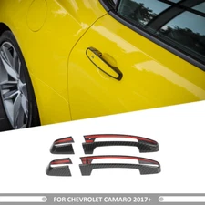 4pcs Exterior Door Handle Cover Trim For Chevrolet Camaro 2017-2023 Carbon Fiber