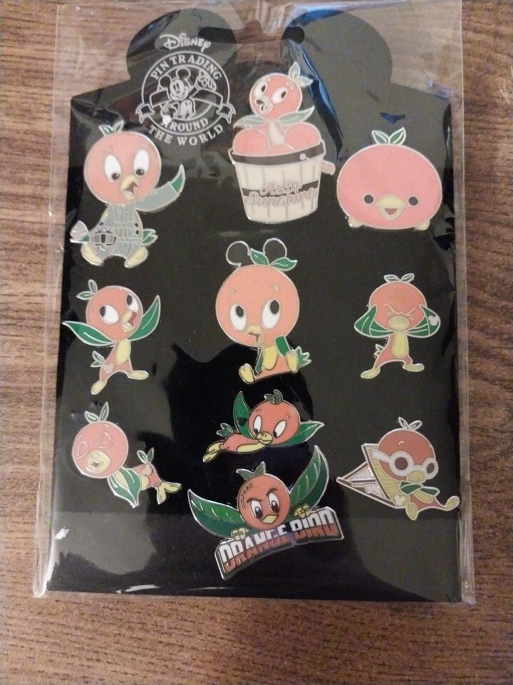 🍊 Orange Bird Pin Set of 10 Pins: Disney Orange Bird Adventureland Walt Disney