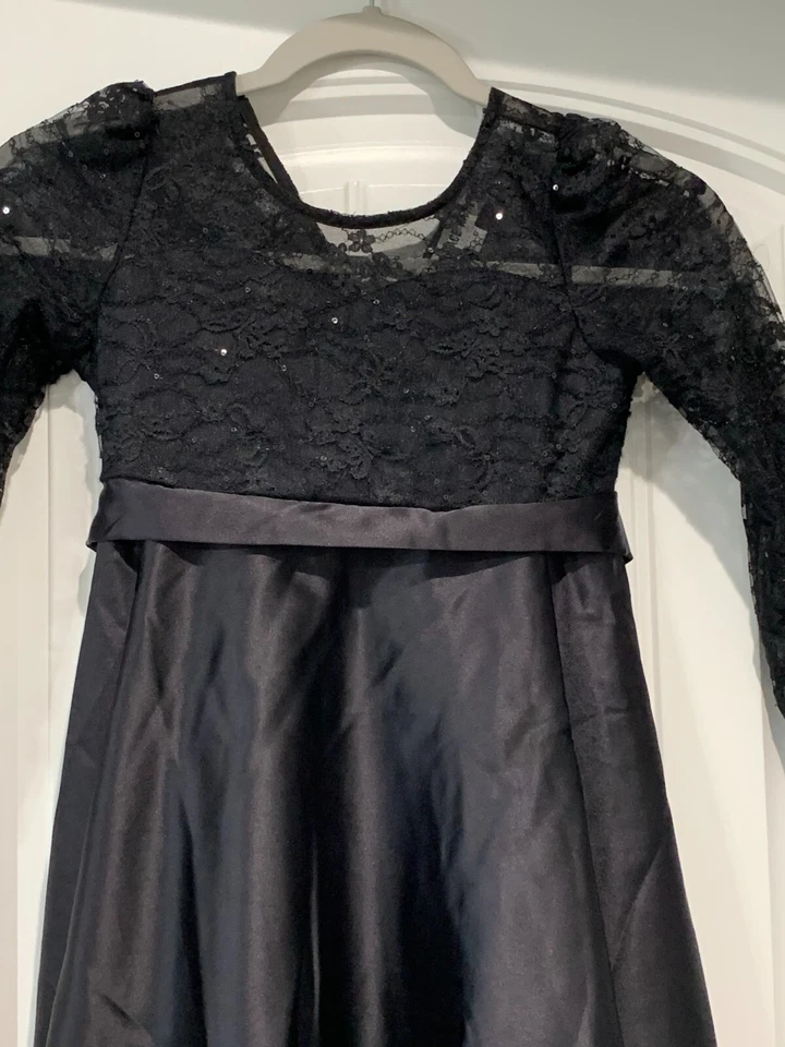 Vestido Grace Karin Negro Lentejuelas Niñas 7Y Falda Satinada Ocasión Especial Lazo Nuevo sin Etiquetas Foto 3 de 4
