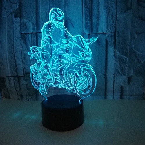 3D Motorcycle Night Light 7 Color Change LED Desk Lamp Touch Room Decor Gift - Picture 2 of 9