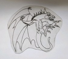 original 1970s vintage ron kevie dragon tattoo flash acetate stencil biker 6x7