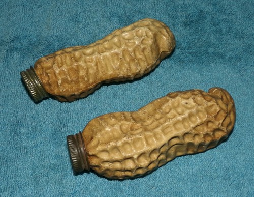 VINTAGE PAIR OF PLASTIC PEANUT SHAPED BOTTLES