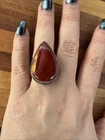 Sterling Silver 925 Brick Red Mookaite Gemstone Teardrop Ring VTG Size 8