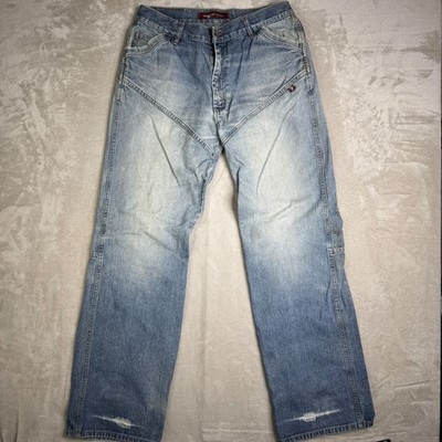 Maggot Jeans Mens 33x33 Faded Denim straight Loose Fit Wide Leg Vintage Y2K