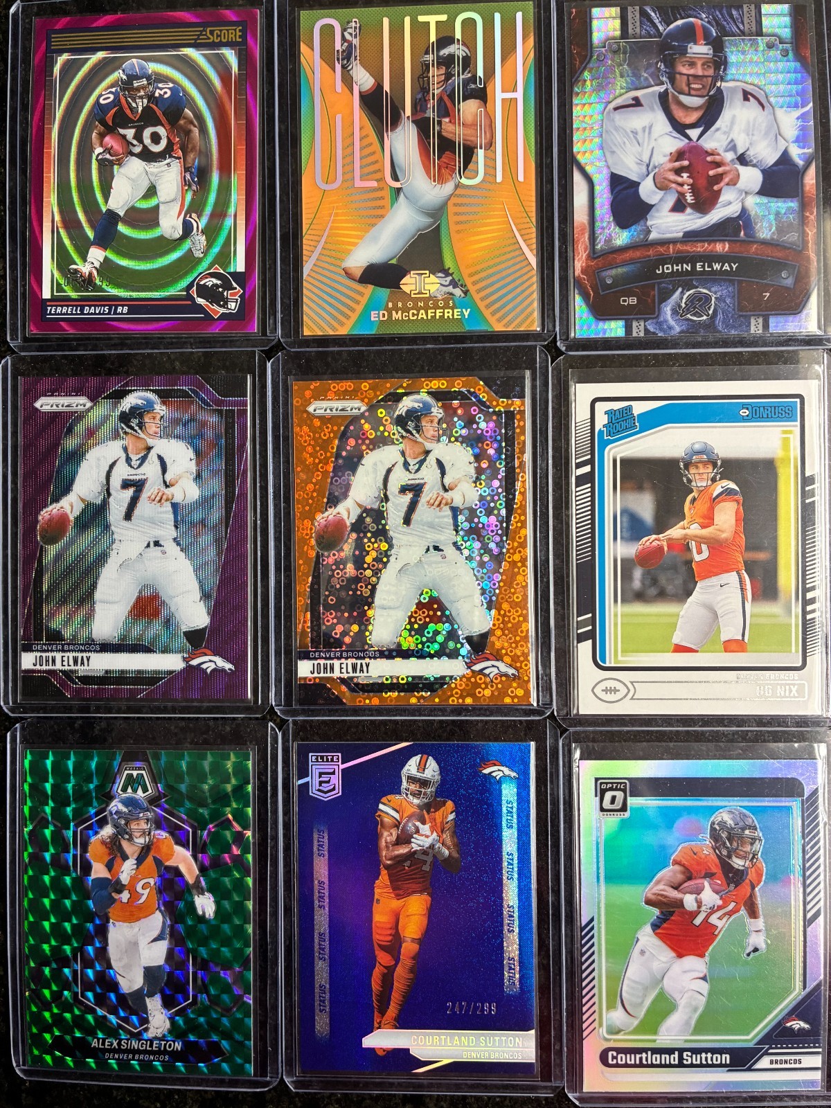 Denver Broncos Lot 9 Cards John Elway /99 Terrell Davis /299 Sutton /299