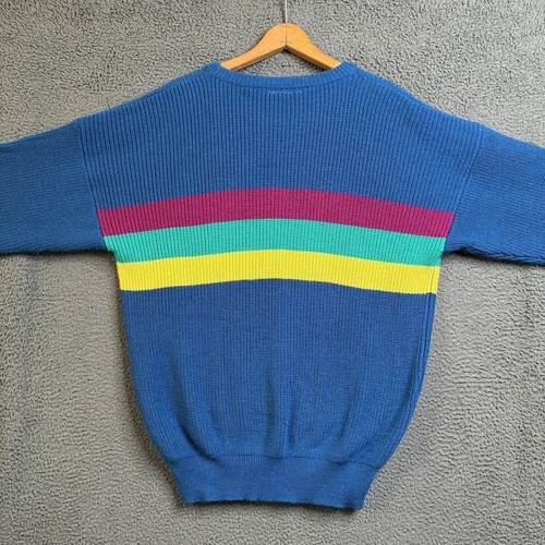 Maglione surfista girocollo a righe vintage anni 80 OP Ocean Pacific uomo XL color block - Foto 6 di 12