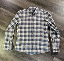 Hugo Boss Slim Fit Long Sleeve Button Down Gray Plaid Men's Small