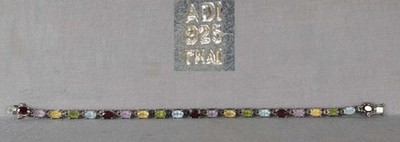 Vintage sterling silver BRACELET 19 semiprecious stones marked ADI