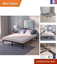 Dreamzie Lit 160x190 Métal, Sommier Haut de 37 cm - Rangement Pratique & Design