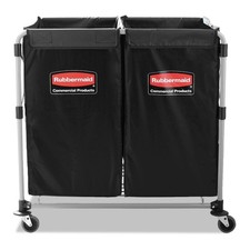 Rubbermaid Commercial 1881781 2-Compartment Collapsible Cart - Black/Silver New